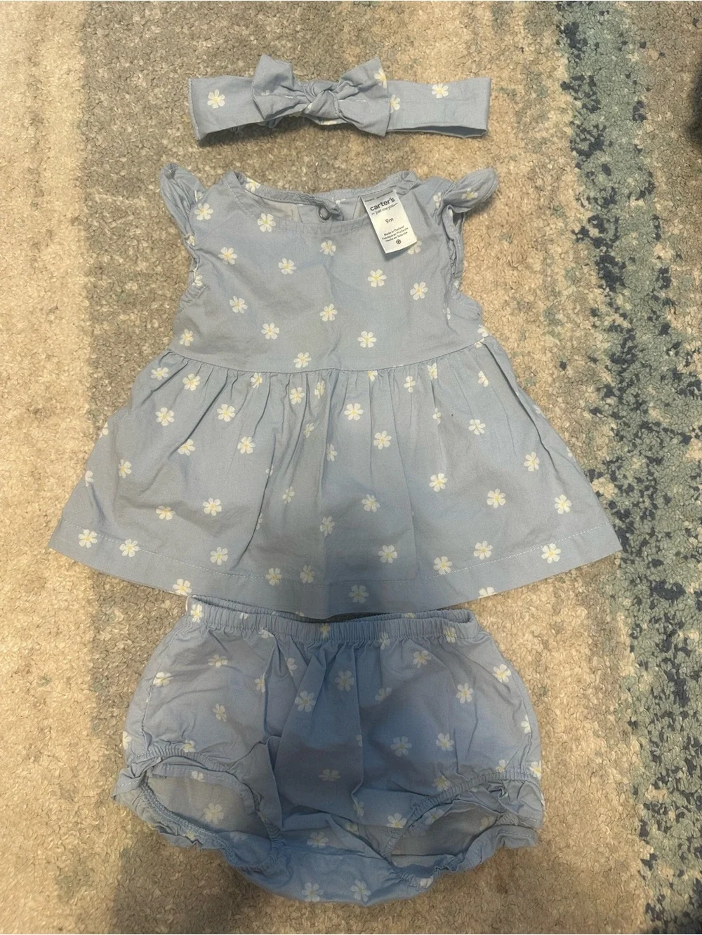 Carter's Light Blue Daisy Two-Piece Dress & Bloomers